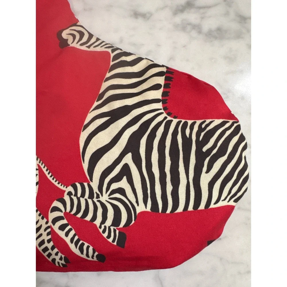 Scalamandre Zebras Christmas Stocking Red Cotton Bullion Fringe Safari Decor 23i